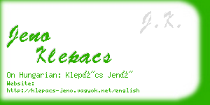 jeno klepacs business card